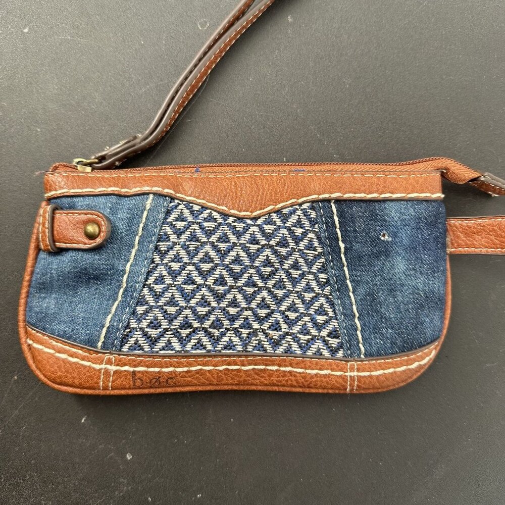 Born Boc Denim‎ Wristlet Wallet Brown Vegan Leather